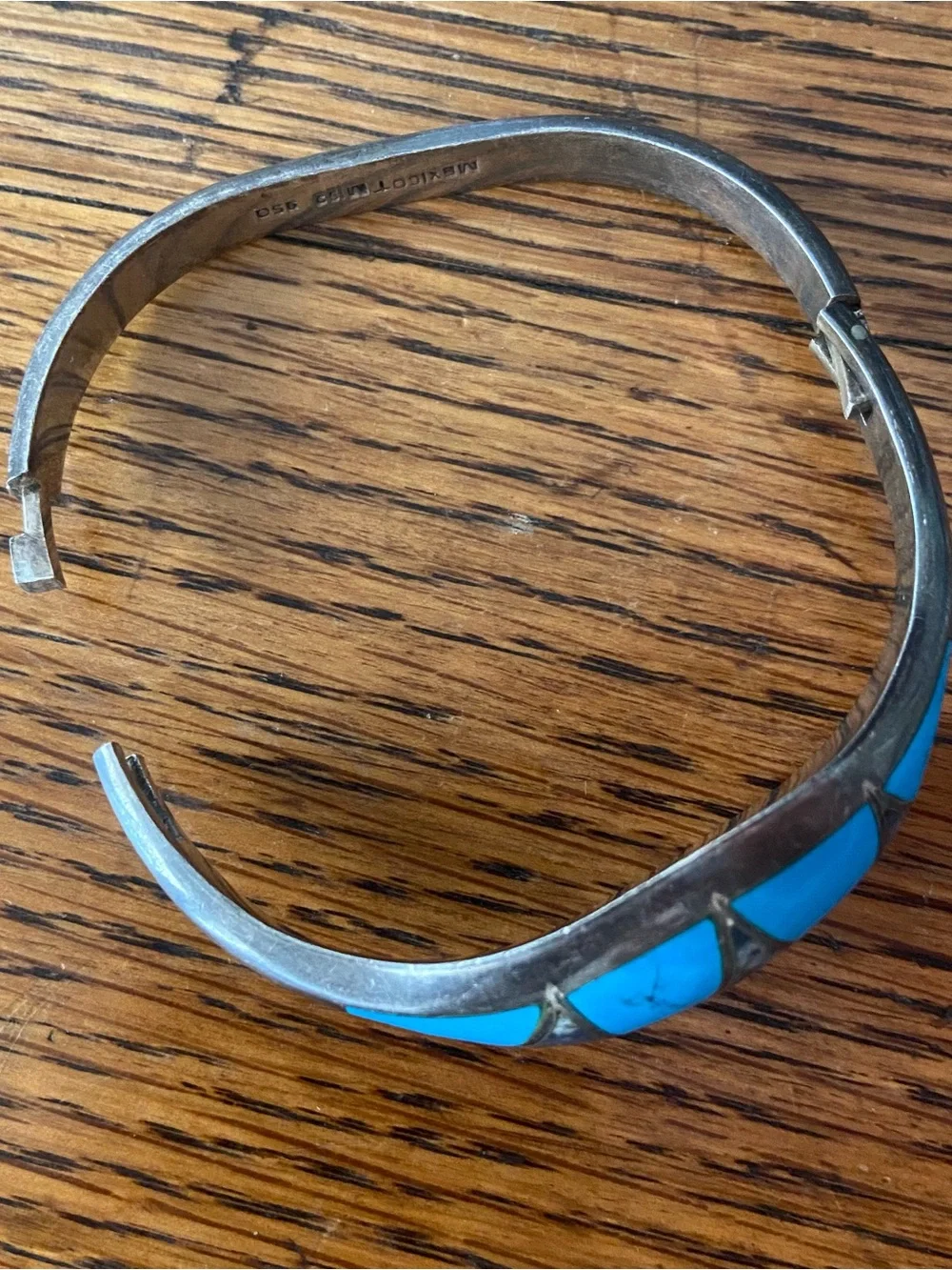 Sterling Silver Turquoise & Lapis Inlay Cuff Bracelet - Blue - Picture 3 of 5